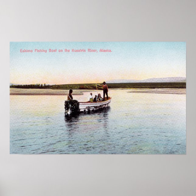 Eskimo Fishing Boat on the River Poster (Front)