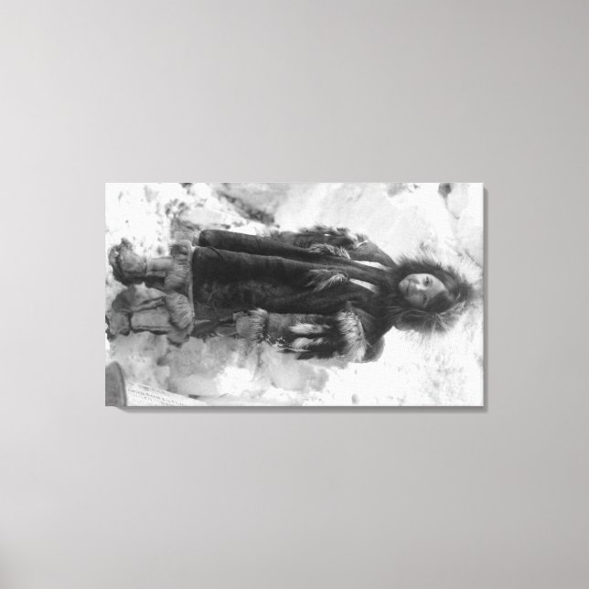 Eskimo Girl in a Parka in Nome, Alaska Canvas Print (Front)