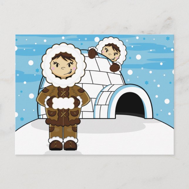 Eskimo & Igloo Postcard (Front)