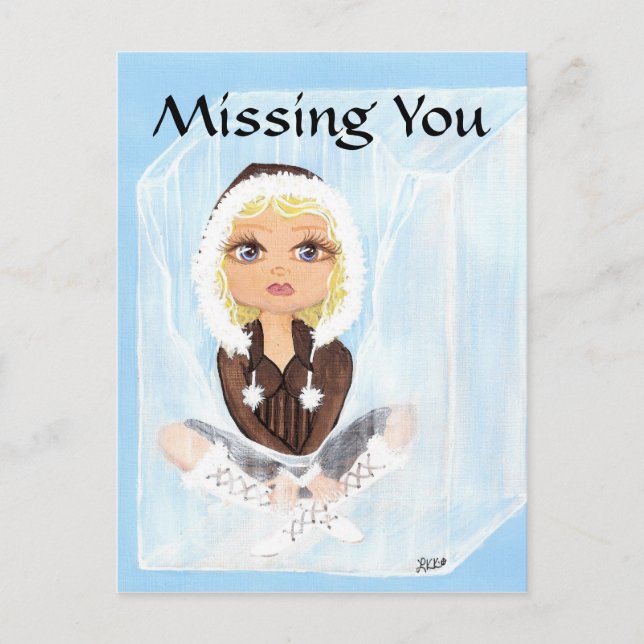 Eskimo in Ice Quantum Cutie Missing You Postcard (Front)