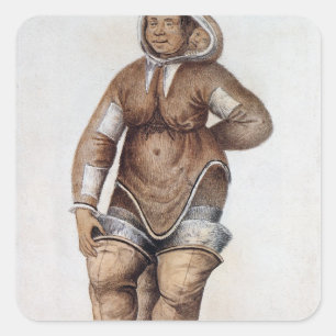 Eskimo Woman and Baby Square Sticker