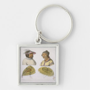 Eskimos from North America (colour engraving) Keychain