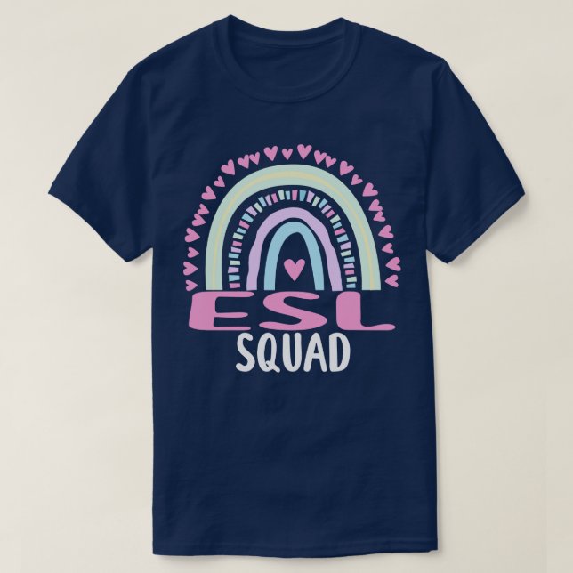 ESL Squad Party Matching Womens Appreciation Rainb T-Shirt (Design Front)