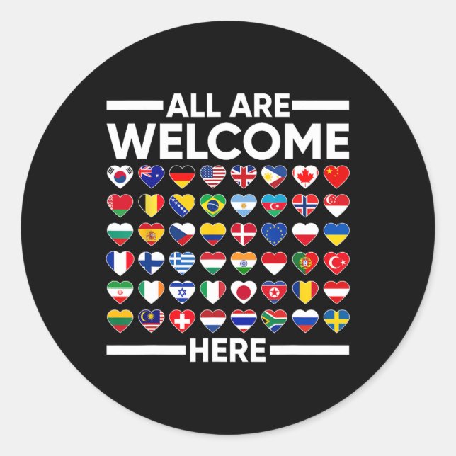 ESL Teacher All Are Welcome Here For Worlds Virtua Classic Round Sticker (Front)