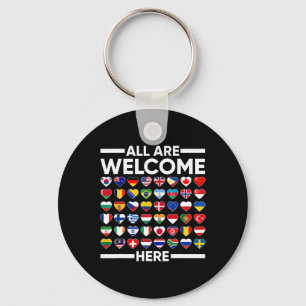 ESL Teacher All Are Welcome Here For Worlds Virtua Keychain