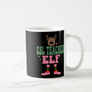 Esl Teacher Elf Xmas Matching Family Group Christm Coffee Mug