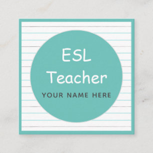 ESL Teacher English Instructor Notebook Lines Cool Square Business Card