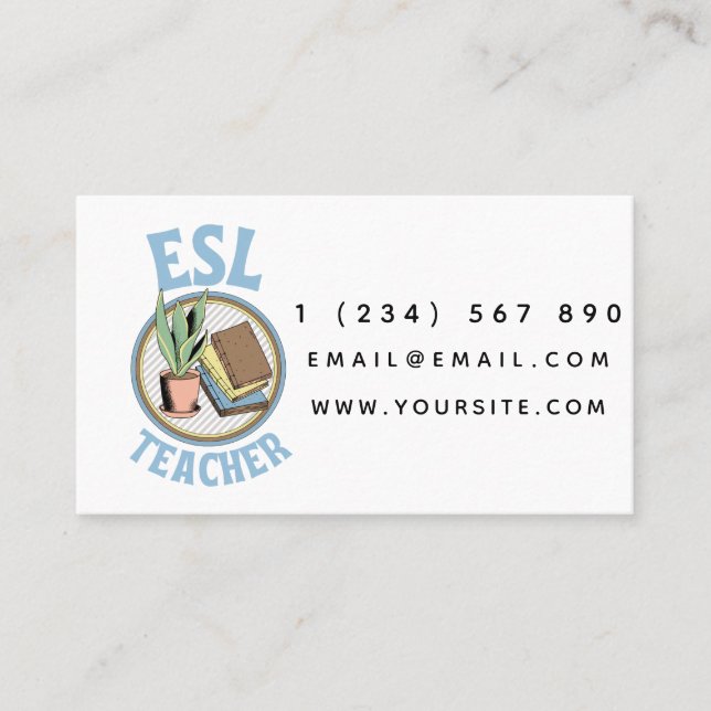 ESL Teacher English Language Instructor Simple Fun Business Card (Front)