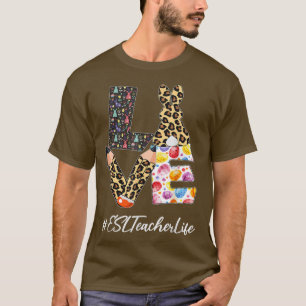 ESL Teacher Love Pencil Easter Day Bunny Leopard W T-Shirt