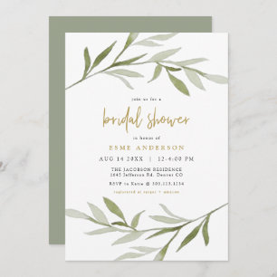 ESME Bohemian Greenery & Gold Bridal Shower Invitation