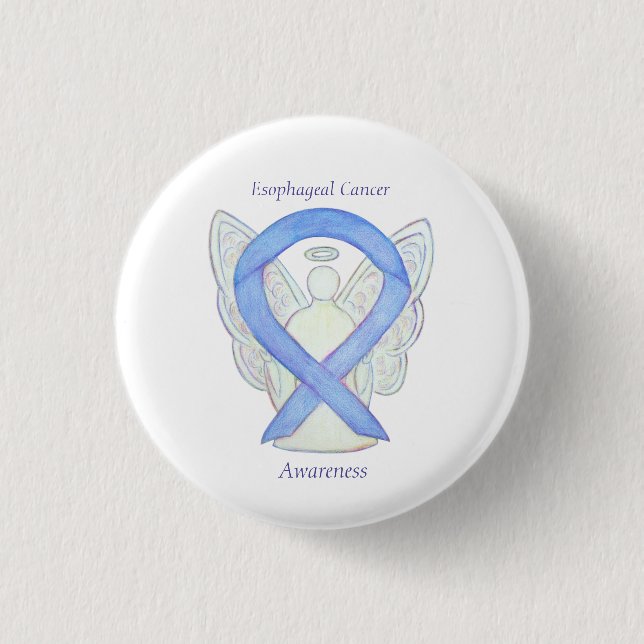 Esophageal Cancer Angel Awareness Ribbon Art Pin (Front)
