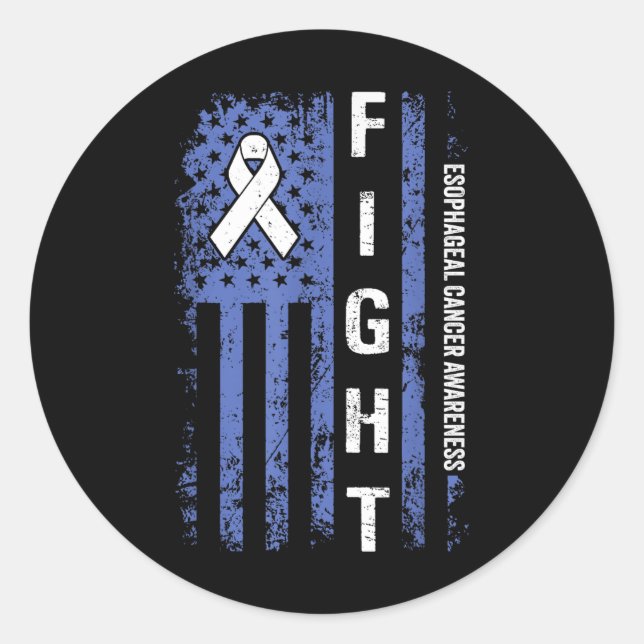Esophageal Cancer Awareness American Flag Esophage Classic Round Sticker (Front)