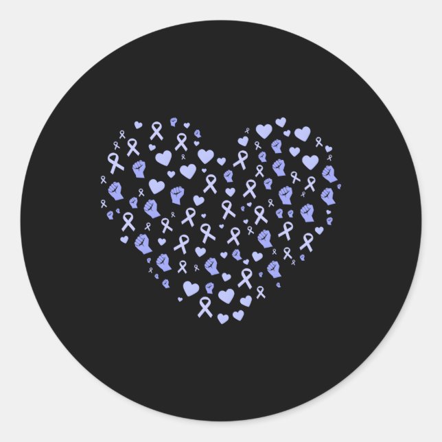 Esophageal Cancer Awareness He Periwinkle Ribbon Classic Round Sticker (Front)