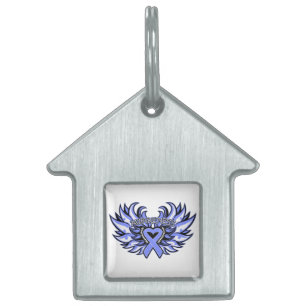 Esophageal Cancer Awareness Heart Wings Pet Tag