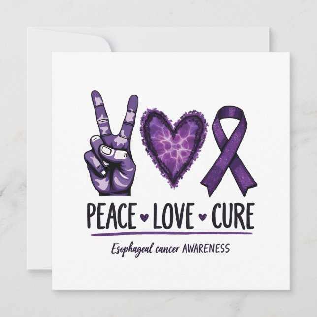 Esophageal cancer awareness Piece Purple Ribbon Announcement (Front)