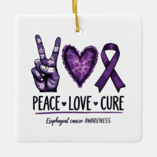 Esophageal cancer awareness Piece Purple Ribbon Ceramic Ornament
