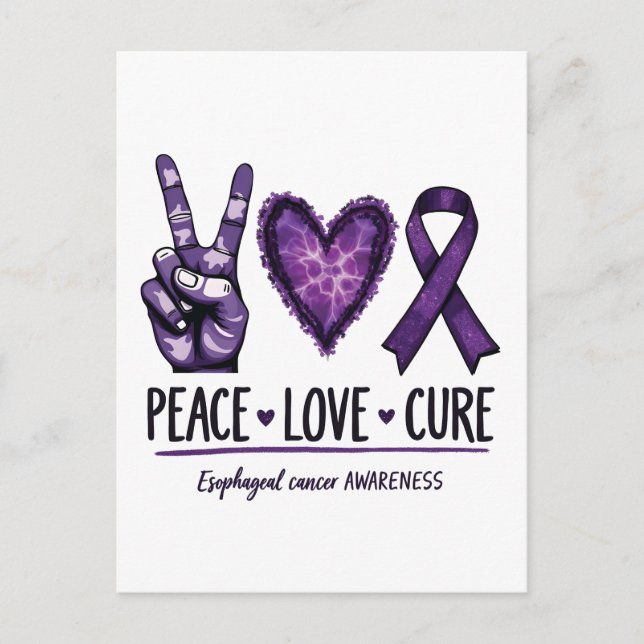 Esophageal cancer awareness Piece Purple Ribbon Invitation Postcard (Front)