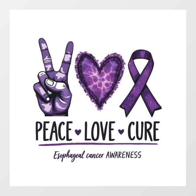 Esophageal cancer awareness Piece Purple Ribbon Window Cling (Sheet)