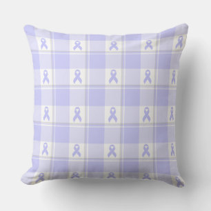 Esophageal Cancer Awareness Plaid Periwinkle Throw Pillow