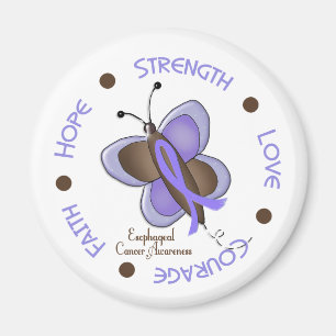 Esophageal Cancer Butterfly 2 Inspirational Circle Magnet