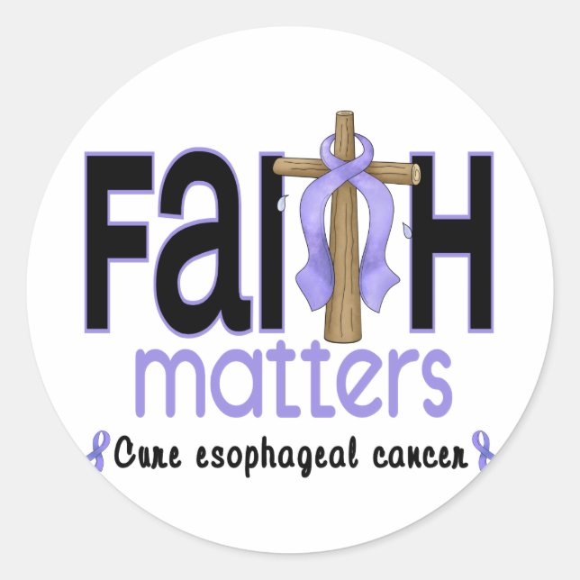 Esophageal Cancer Faith Matters Cross 1 Classic Round Sticker (Front)