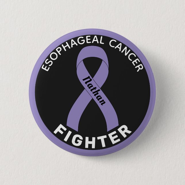 Esophageal Cancer Fighter Ribbon Black Button (Front)