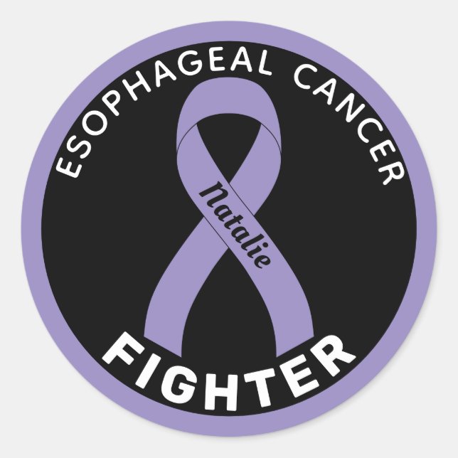 Esophageal Cancer Fighter Ribbon Black Classic Round Sticker (Front)