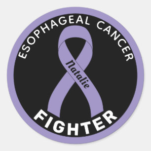 Esophageal Cancer Fighter Ribbon Black Classic Round Sticker