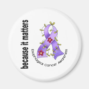 Esophageal Cancer Flower Ribbon 3 Magnet