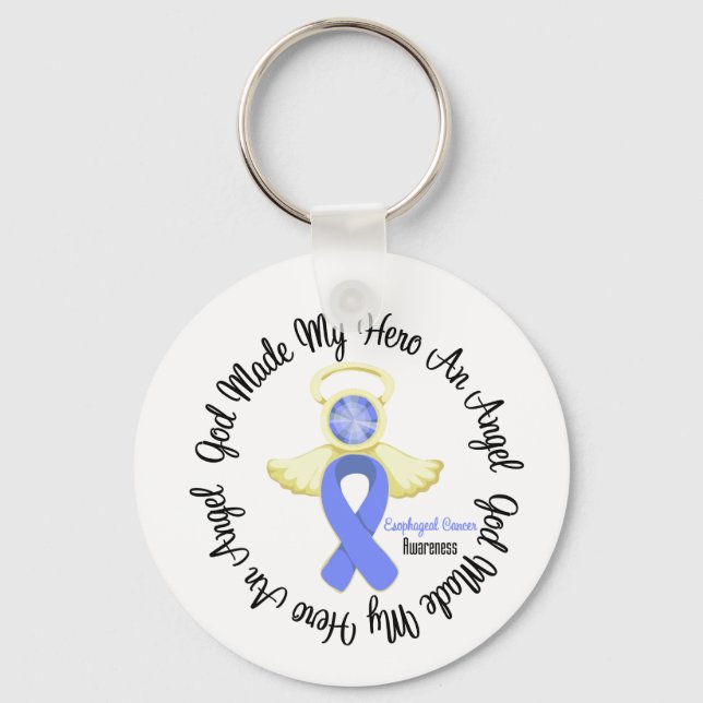 Esophageal Cancer God Made My Hero An Angel Keychain (Front)