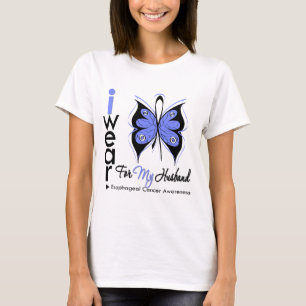 Esophageal Cancer I Wear Butterfly Ribbon HUSBAND T-Shirt