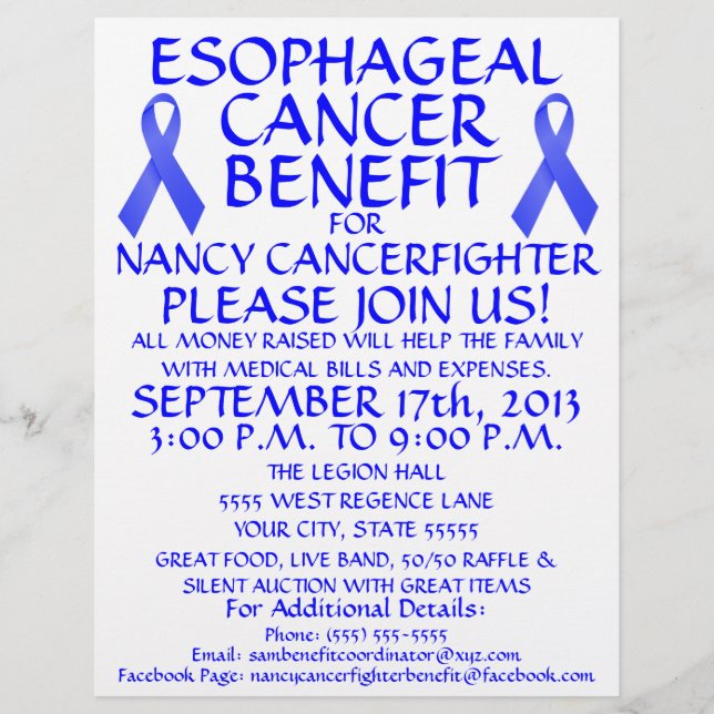 Esophageal Cancer Ribbon Benefit Flyer (Front)