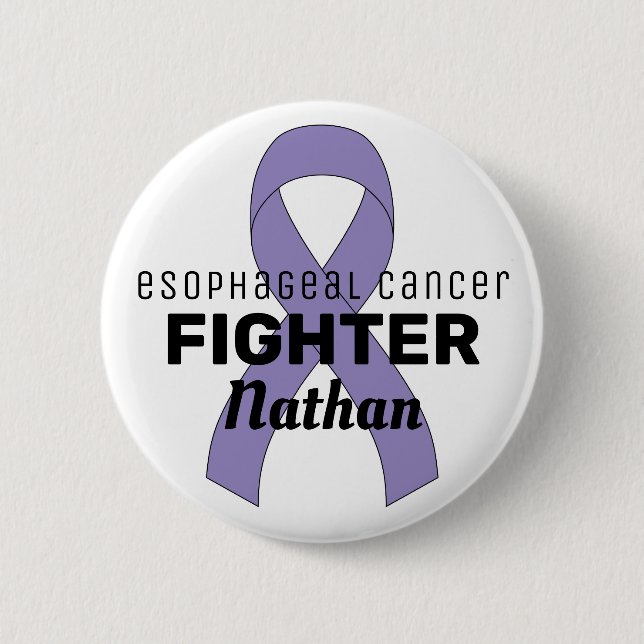 Esophageal Cancer Ribbon White Button (Front)