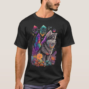Esoteric Husky Dog Crystals Cute Illustration 2 T-Shirt