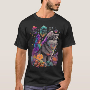 Esoteric Husky Dog Crystals Cute Illustration 2 T-Shirt