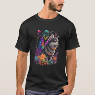 Esoteric Husky Dog Crystals Cute Illustration 3 T-Shirt