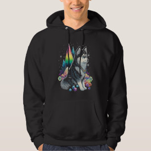 Esoteric Husky Dog Crystals Cute Illustration Hoodie