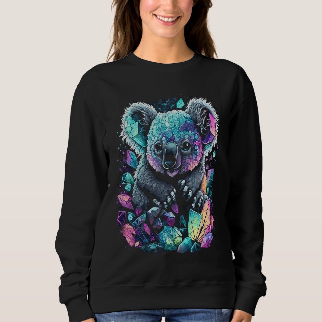 Esoteric Koala bear Pet Crystals Cute Illustration Sweatshirt (Front)
