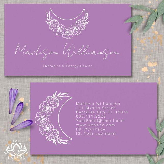 Esoteric Psychic Modern Minimalist Crescent Moon Business Card (Creator Uploaded)