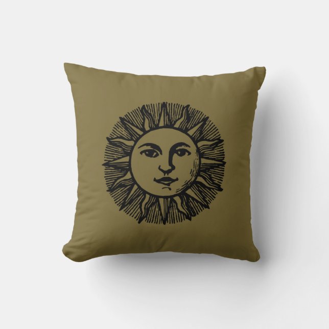 Esoteric Sun Motiff Throw Pillow (Front)