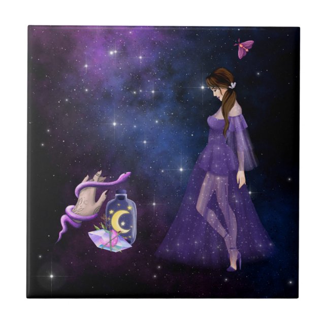 Esoteric Witchcraft Magick Purple Gift For Witch Tile (Front)
