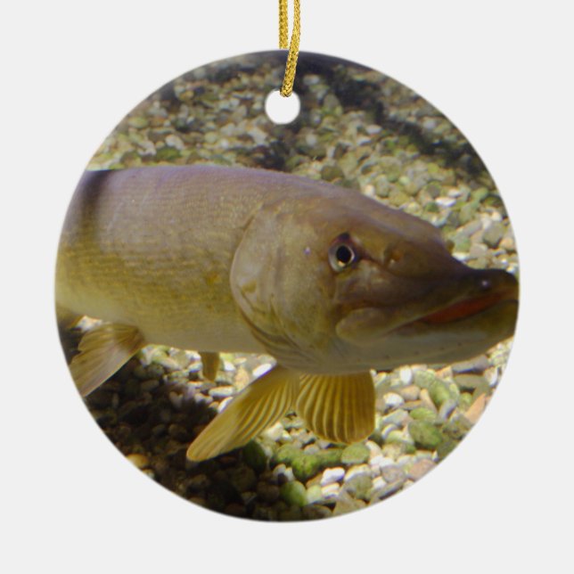 Esox lucius ceramic ornament (Front)