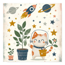 Espace Explorateur chat Astronaute Décoration mura