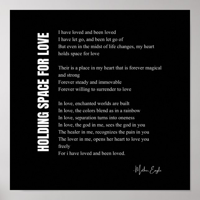 Espace pour l'amour poème décoration murale poster (Devant)