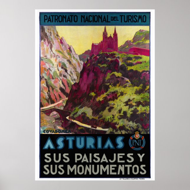 Espagne Asturies Poster Vintage voyage restauré (Devant)