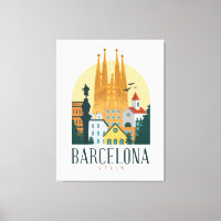 Espagne Barcelone Skyline toile étirée Impression