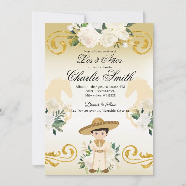 Espagne Mexique 3 años Gold Charro Invitation (Devant)