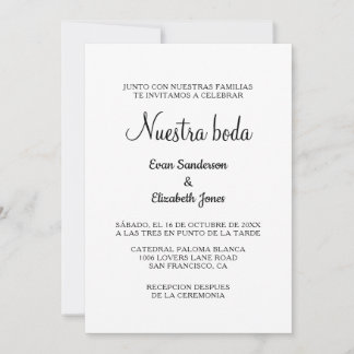 espagnol blanc de boda invitations de mariage