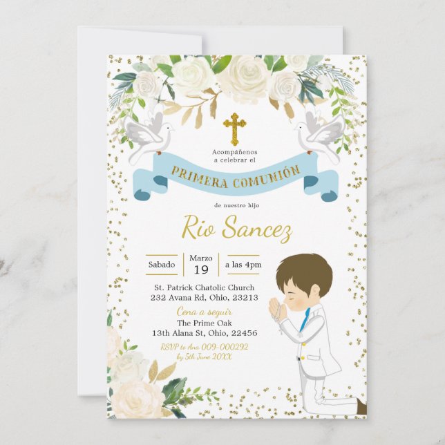 Espagnol Boy First Holy Communion Invitation (Devant)