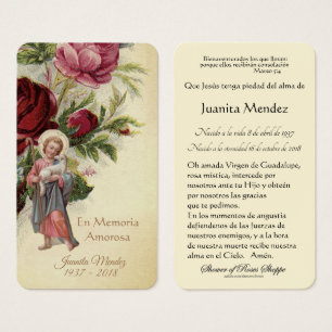 Espagnol Enfant Jésus Rose Carte de prière religie